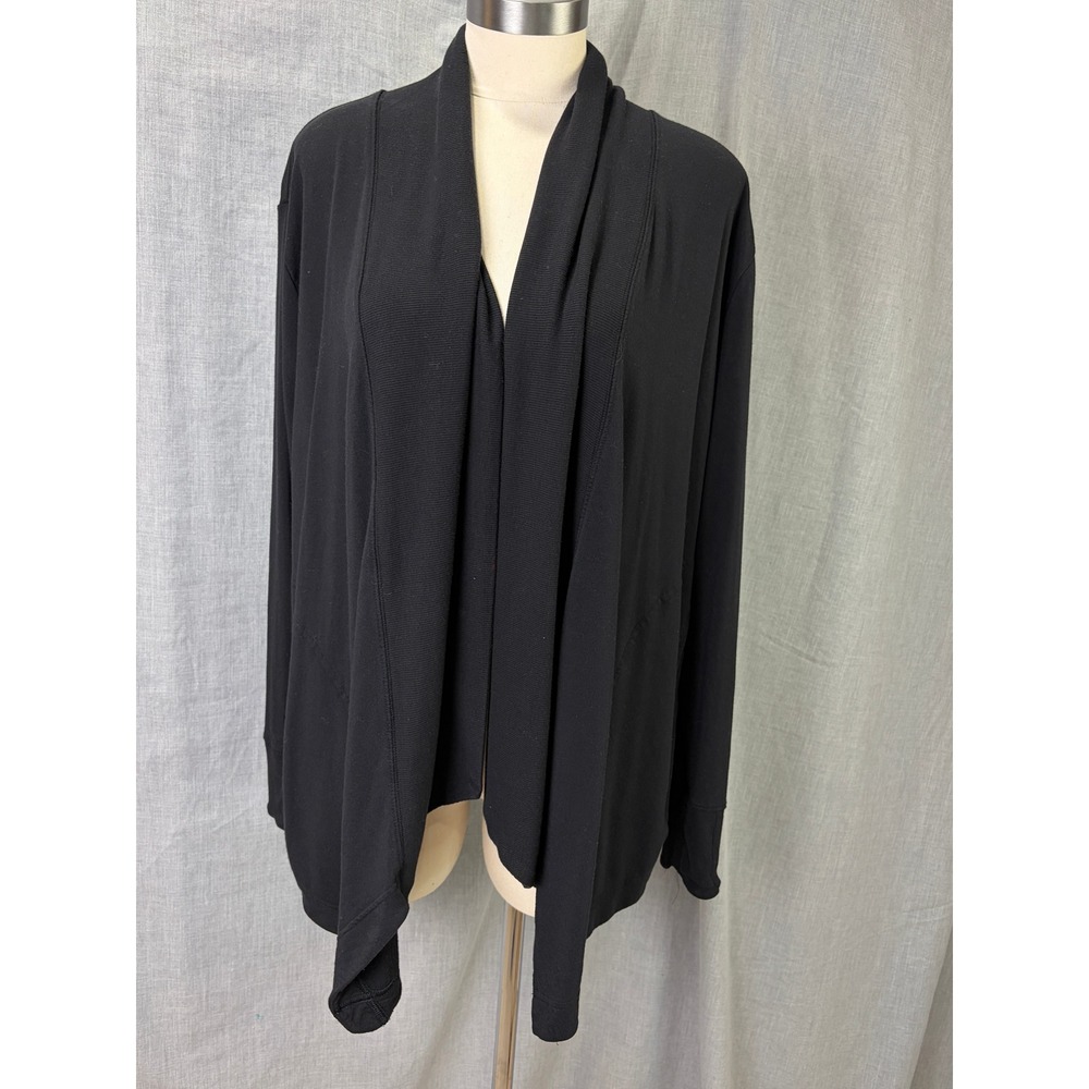 Athleta Black Draped Open Cardigan Flowy Travel Layer‎ Soft Stretch Size S